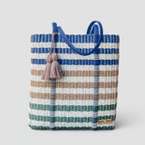 Striped tote bag with tassels 
