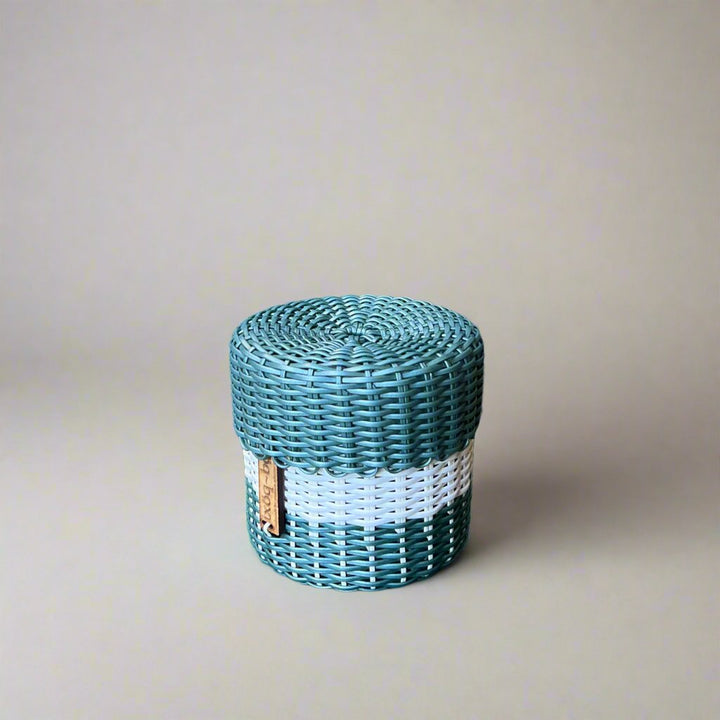 (wholesale) round 'catch all' with lid ~ 2 color block