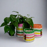 (wholesale) round 'catch all' / planters ~ multicolor stripes