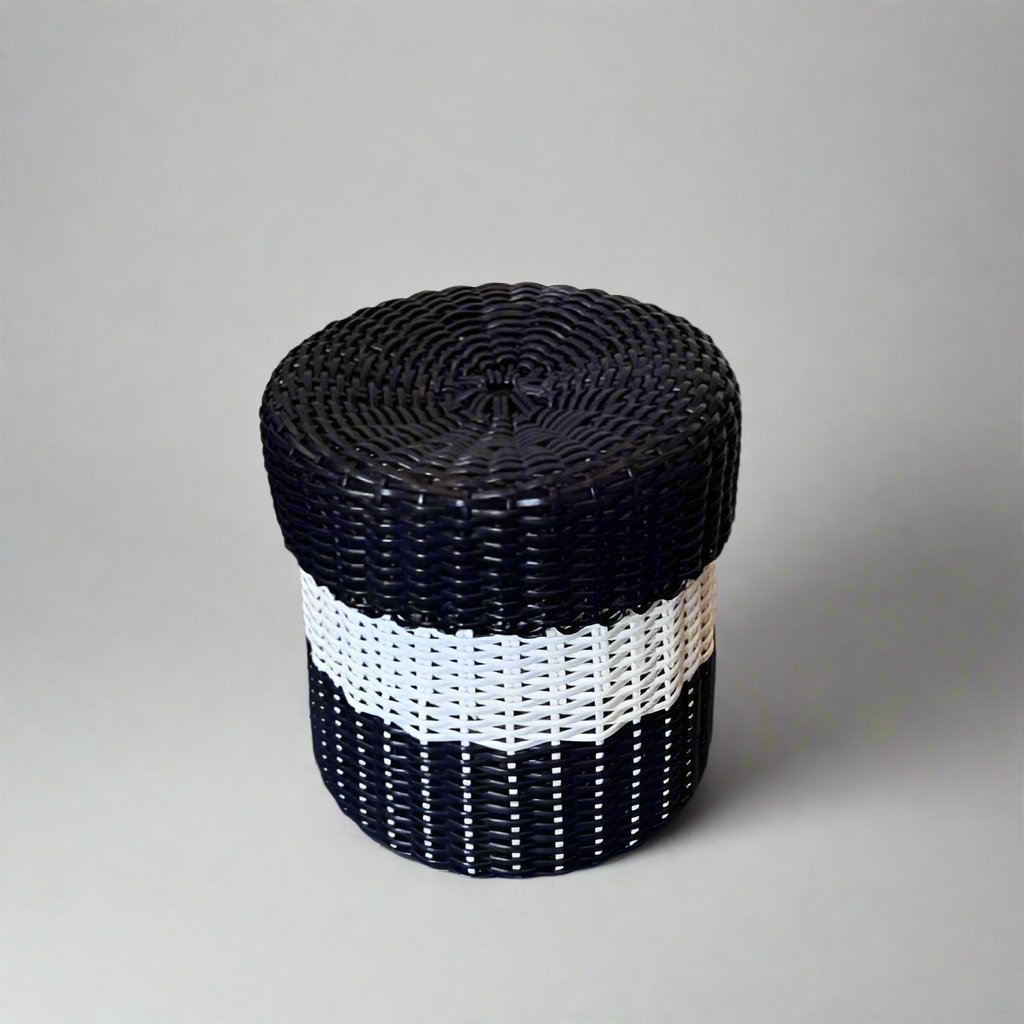 (wholesale) round 'catch all' with lid ~ 2 color block