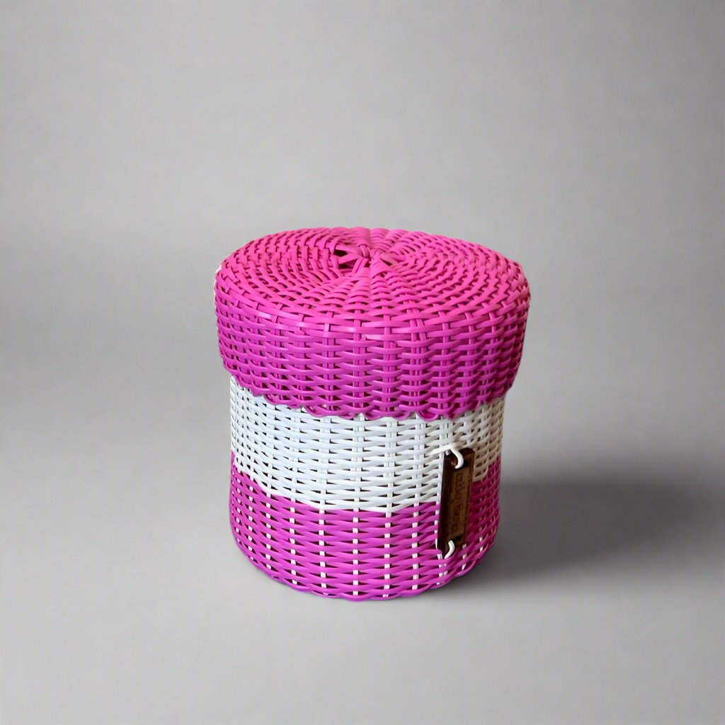 (wholesale) round 'catch all' with lid ~ 2 color block