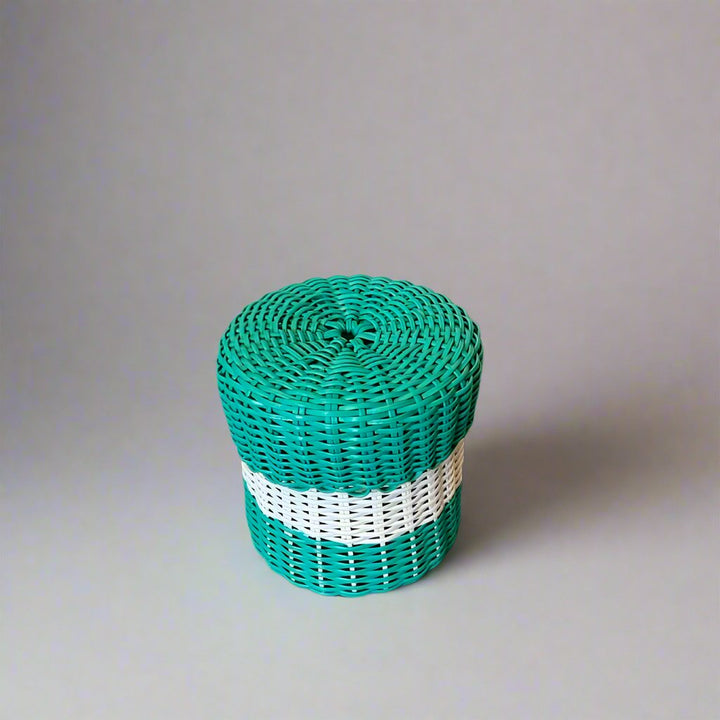 (wholesale) round 'catch all' with lid ~ 2 color block