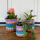 round 'catch all' / planters ~ multicolor stripes