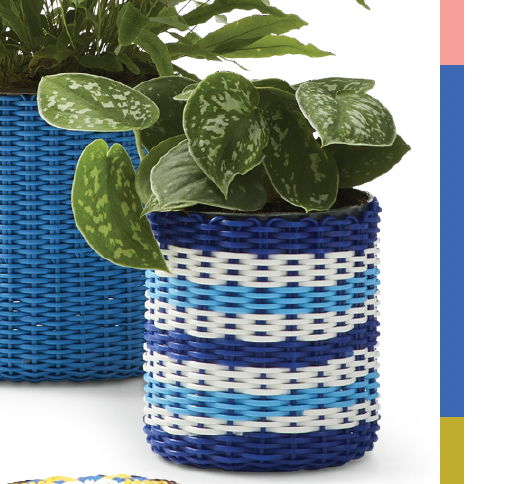 (wholesale) round 'catch all' / planters ~ multicolor stripes