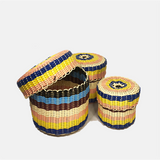 round 'catch all' with lid ~ multicolor stripes