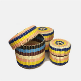 boxi cylindrical nesting containers ~ multicolor stripes