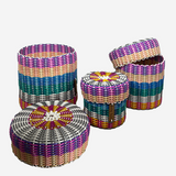 boxi cylindrical nesting containers ~ multicolor stripes