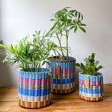 round 'catch all' / planters ~ multicolor stripes