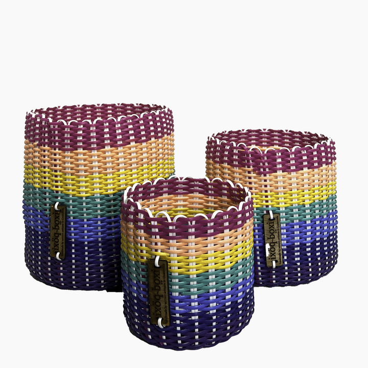 (wholesale) round 'catch all' / planters ~ multicolor stripes