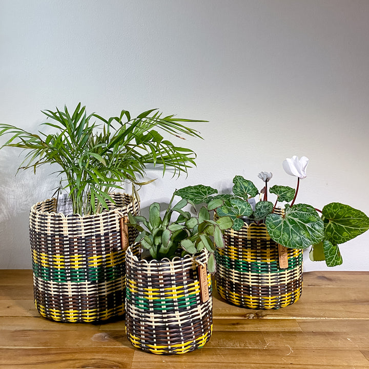 (wholesale) round 'catch all' / planters ~ multicolor stripes